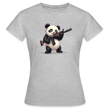 Niedlicher bewaffneter Panda - Frauen T-Shirt - Grau meliert - Vorne - AI Model Female 172 dark (172cm)