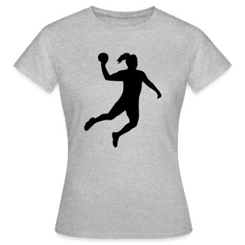 Handball Sprungwurf - Frauen T-Shirt - Grau meliert - Vorne - AI Model Female 172 dark (172cm)