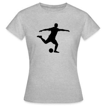Fussball Schuss - Frauen T-Shirt - Grau meliert - Vorne - AI Model Female 172 dark (172cm)