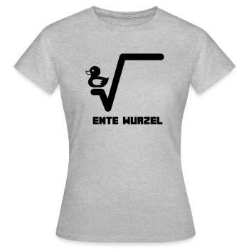 Ente Wurzel - Frauen T-Shirt - Grau meliert - Vorne - AI Model Female 172 dark (172cm)