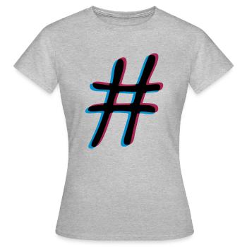 3D Effekt Hashtag - Frauen T-Shirt - Grau meliert - Vorne - AI Model Female 172 dark (172cm)