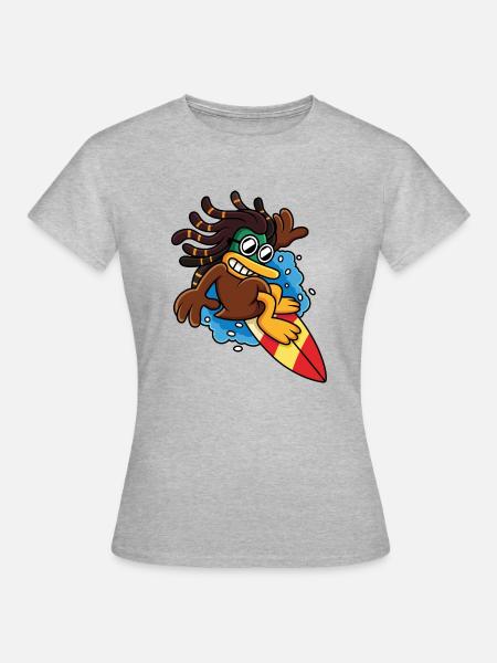 Lustiges Surfen - Frauen T-Shirt - Grau meliert