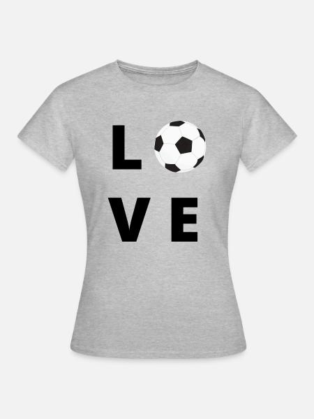 LIEBE FUßBALL - Frauen T-Shirt - Grau meliert