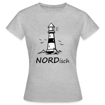 NORDisch - Frauen T-Shirt - Grau meliert - Vorne - AI Model Female 172 dark (172cm)