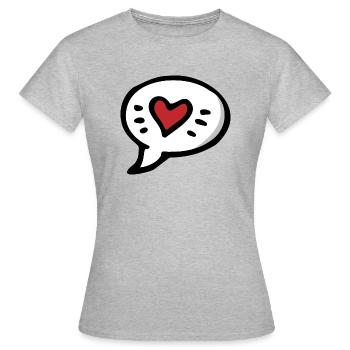 Je t’aime - Je t’aime - Bulle de parole avec le cœur - T-shirt Femme - gris chiné - Devant - AI Model Female 172 dark (172cm)