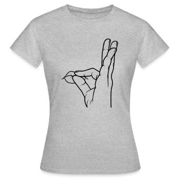 Geste de la main louange baiser bouche - T-shirt Femme - gris chiné - Devant - AI Model Female 172 dark (172cm)