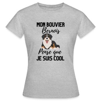 Mon bouvier bernois pense que je suis cool - T-shirt Femme - gris chiné - Devant - AI Model Female 172 dark (172cm)
