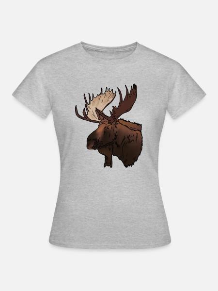 Elch Kopf - Frauen T-Shirt - Grau meliert