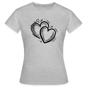 2 Herzen Dekor - Frauen T-Shirt - Grau meliert - Vorne - AI Model Female 172 dark (172cm)