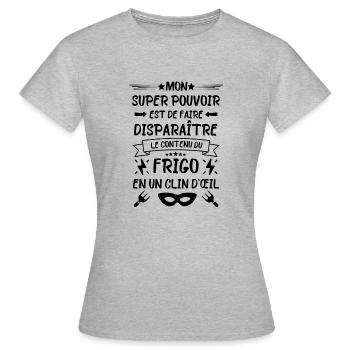 Frigo gourmand bouffe - T-shirt Femme - gris chiné - Devant - AI Model Female 172 dark (172cm)