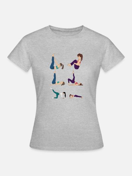 Frauen Pilates Übungen - Frauen T-Shirt - Grau meliert