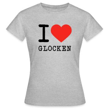 I love Glocken - Frauen T-Shirt - Grau meliert - Vorne - AI Model Female 172 dark (172cm)