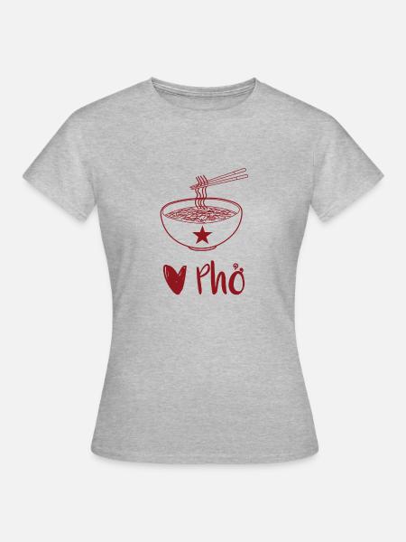 Liebe Pho - Frauen T-Shirt - Grau meliert