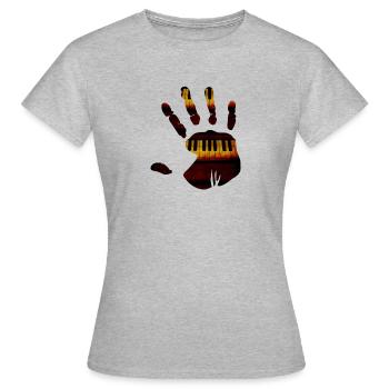 Handabdruck Klaviertastatur Shirt - Frauen T-Shirt - Grau meliert - Vorne - AI Model Female 172 dark (172cm)