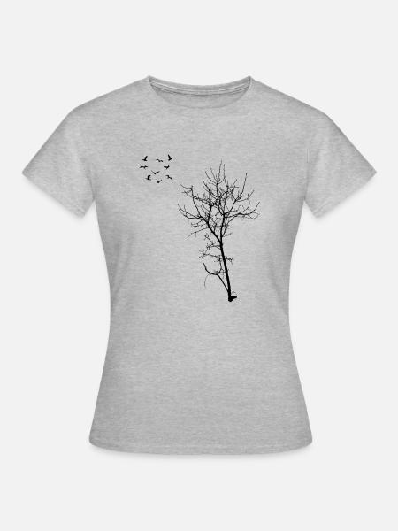 Baum Wald Lebensbaum Geschenk Spiritual Bäume - Frauen T-Shirt - Grau meliert