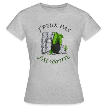 J'peux pas j'ai Grotte - T-shirt Femme - gris chiné - Devant - AI Model Female 172 dark (172cm)