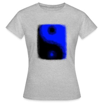 Yin Yang Noir Bleu Lumière et Sombre Balance Pun - T-shirt Femme - gris chiné - Devant - AI Model Female 172 dark (172cm)