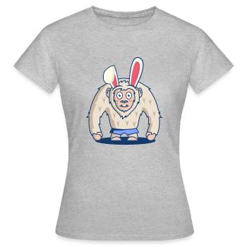 BigFoot Sasquatch Ostern Hase Geschenk T-Shirt - Frauen T-Shirt - Grau meliert - Vorne - AI Model Female 172 dark (172cm)