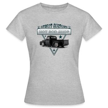 Street Customs Hot Rod Shop - T-shirt Femme - gris chiné - Devant - AI Model Female 172 dark (172cm)