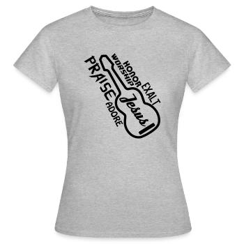 Lob - Ruhm - Frauen T-Shirt - Grau meliert - Vorne - AI Model Female 172 dark (172cm)