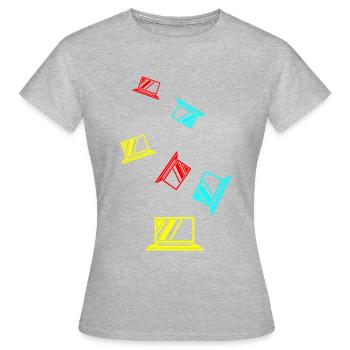 Icône de l’ordinateur portable - T-shirt Femme - gris chiné - Devant - AI Model Female 172 dark (172cm)
