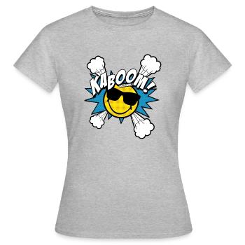 SmileyWorld Kaboom! Cooler Smiley Mit Sonnenbrille - Frauen T-Shirt - Grau meliert - Vorne - AI Model Female 172 dark (172cm)