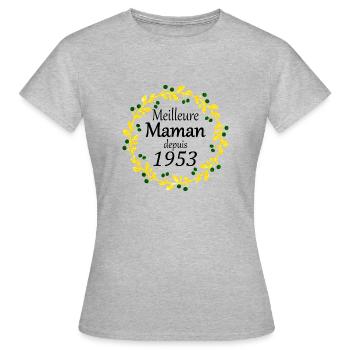 Meilleure maman depuis 1953 - T-shirt Femme - gris chiné - Devant - AI Model Female 172 dark (172cm)