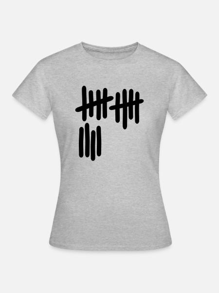 14 - Nummer - Frauen T-Shirt - Grau meliert