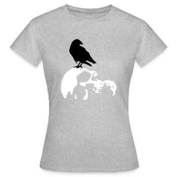 Schädelkrähe - Frauen T-Shirt - Grau meliert - Vorne - AI Model Female 172 dark (172cm)