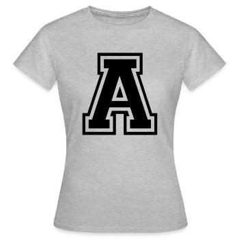 Lettre A Équipe Foot | baseball| basket université - T-shirt Femme - gris chiné - Devant - AI Model Female 172 dark (172cm)