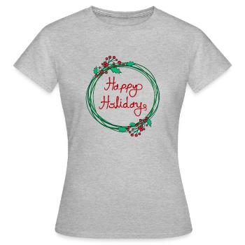 Joyeuses fêtes Couronne de guirlande de Noël - T-shirt Femme - gris chiné - Devant - AI Model Female 172 dark (172cm)