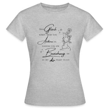 Dein Glück hängt nicht von anderen ab - Frauen T-Shirt - Grau meliert - Vorne - AI Model Female 172 dark (172cm)
