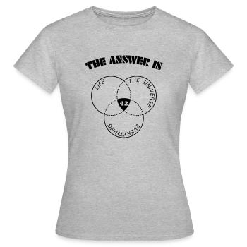Die Antwort 42 - Per Anhalter durch die Galaxis - Frauen T-Shirt - Grau meliert - Vorne - AI Model Female 172 dark (172cm)