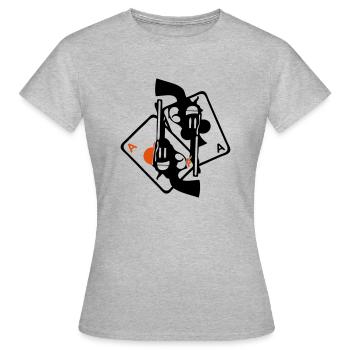 Gun Gun Revolver Waffe Poker als - Frauen T-Shirt - Grau meliert - Vorne - AI Model Female 172 dark (172cm)
