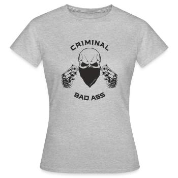 Criminel Badass - T-shirt Femme - gris chiné - Devant - AI Model Female 172 dark (172cm)