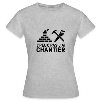 Chantier - T-shirt Femme - gris chiné - Devant - AI Model Female 172 dark (172cm)