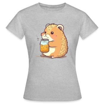 Drôle de hamster en surpoids adore sa bière - T-shirt Femme - gris chiné - Devant - AI Model Female 172 dark (172cm)