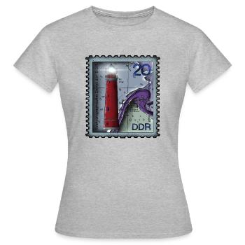 Briefmarke Leuchtturm - Frauen T-Shirt - Grau meliert - Vorne - AI Model Female 172 dark (172cm)
