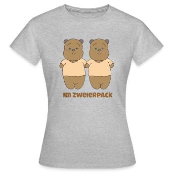 En paquet de deux - T-shirt Femme - gris chiné - Devant - AI Model Female 172 dark (172cm)