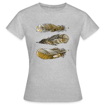 Feder - Frauen T-Shirt - Grau meliert - Vorne - AI Model Female 172 dark (172cm)