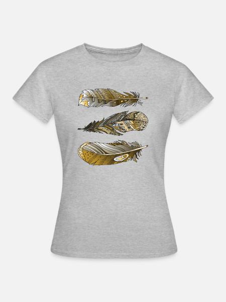 Feder - Frauen T-Shirt - Grau meliert