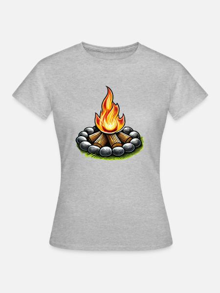 Lagerfeuer - Frauen T-Shirt - Grau meliert