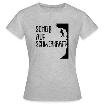 scheiß auf schwerkraft - Frauen T-Shirt - Grau meliert - Vorne - AI Model Female 172 dark (172cm)