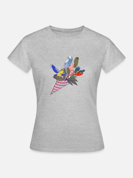 Eis mit tropischen Papageien - Frauen T-Shirt - Grau meliert