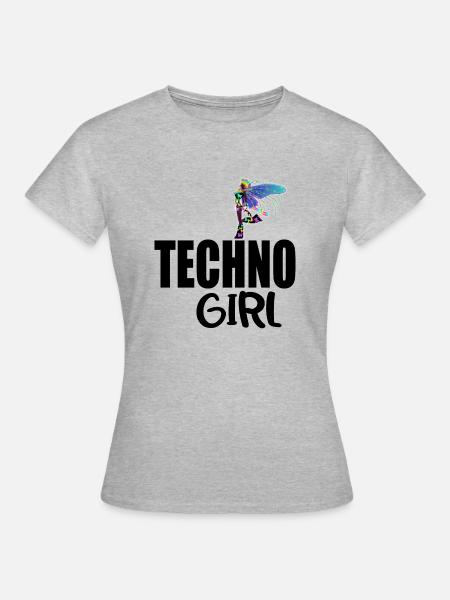 Techno-Mädchen - Frauen T-Shirt - Grau meliert