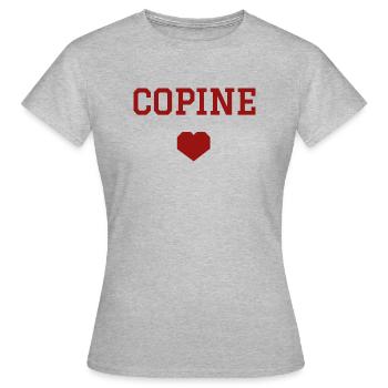 Copine coeur - T-shirt Femme - gris chiné - Devant - AI Model Female 172 dark (172cm)