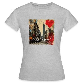 New York, rétro, vintage - Saint Valentin - T-shirt Femme - gris chiné - Devant - AI Model Female 172 dark (172cm)