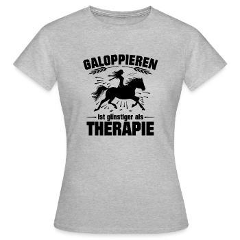 Galoppieren ist günstiger als Therapie - Frauen T-Shirt - Grau meliert - Vorne - AI Model Female 172 dark (172cm)