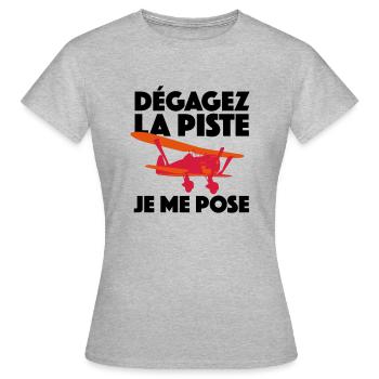 JE ME POSE - T-shirt Femme - gris chiné - Devant - AI Model Female 172 dark (172cm)