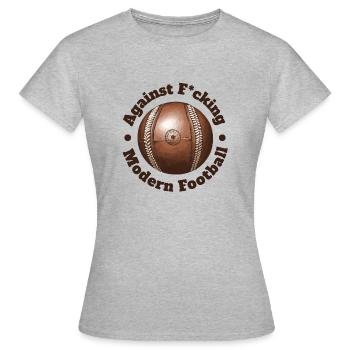 Contre le de football moderne Soccer oldschool - T-shirt Femme - gris chiné - Devant - AI Model Female 172 dark (172cm)